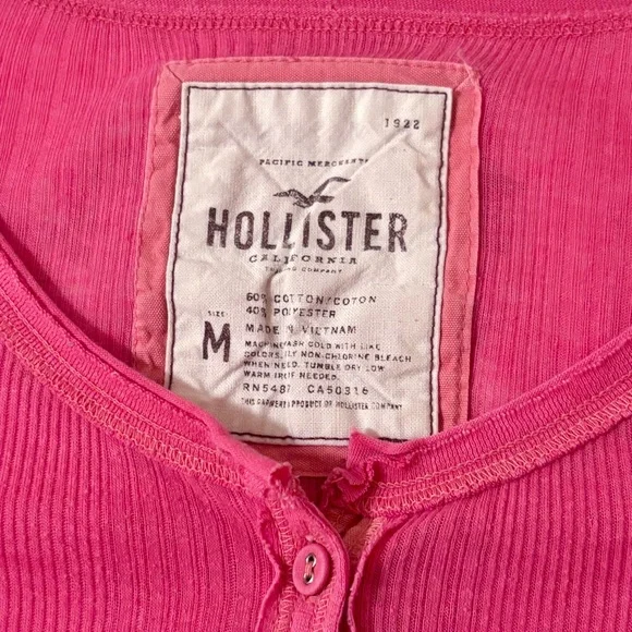 Hollister 2000s Pink Ribbed Quarter Sleeve Top - Picture 5 of 8
